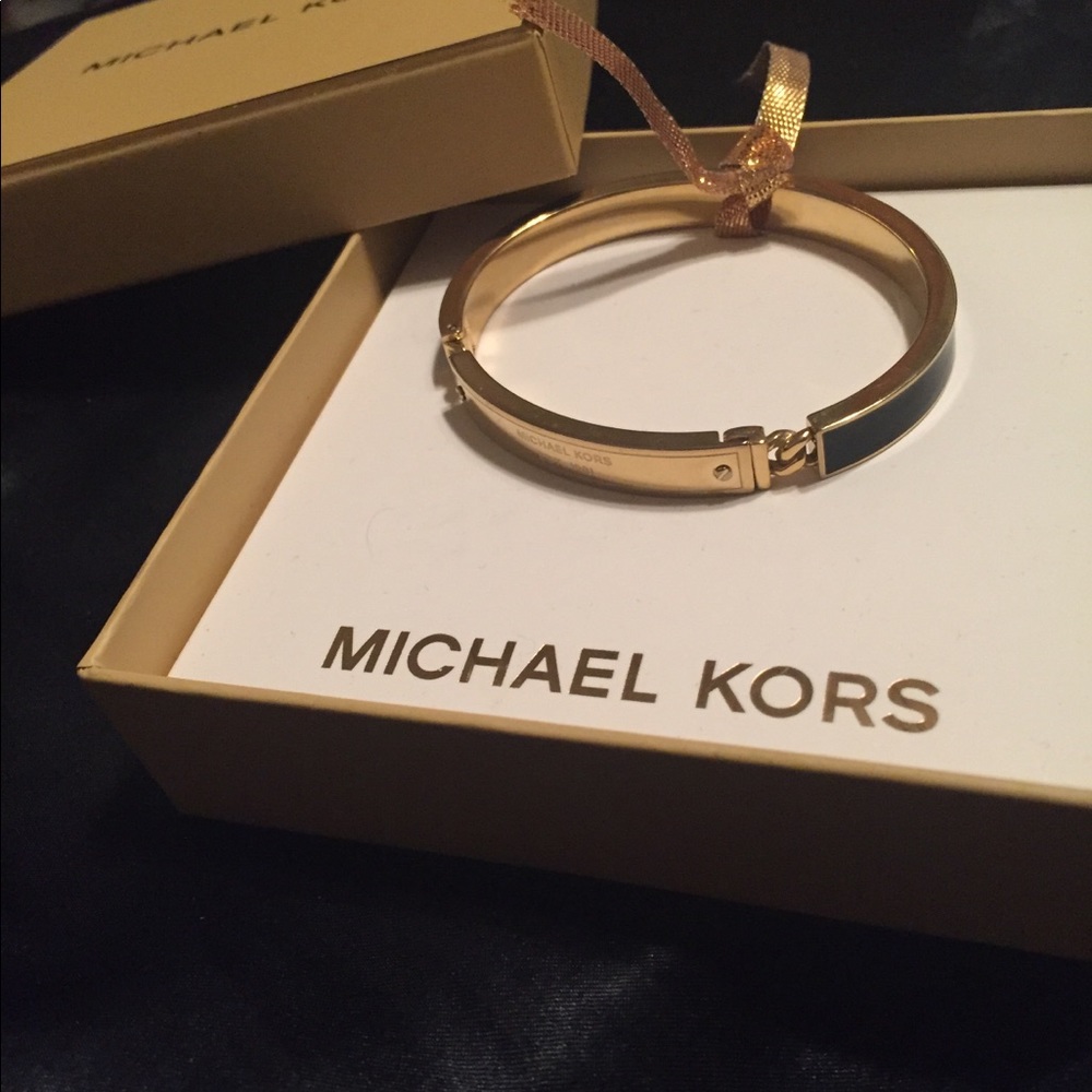 Michael Kors Gold / Black Heritage Plaque Bracelet